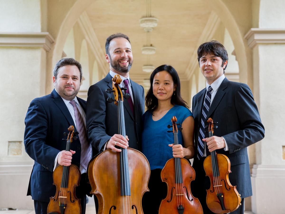 Hausmann Quartet members with instruments