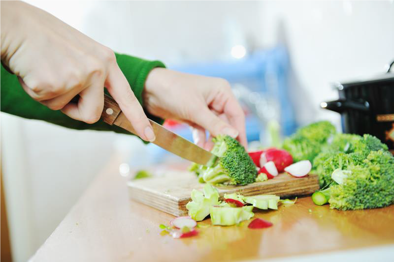 Vegetables being chopped