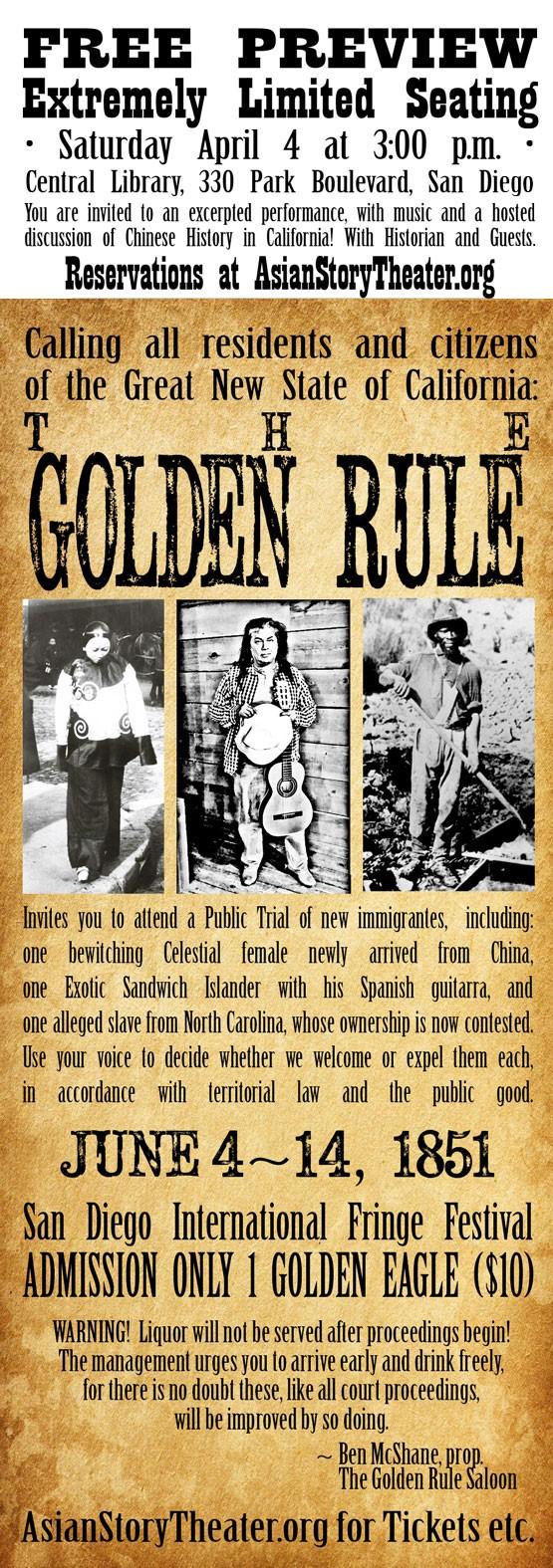 Old fashioned poster for THE GOLDEN RULE