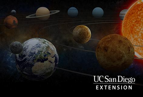 Planets and moons in orbit around the sun