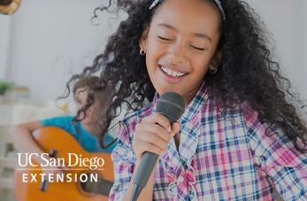 Girl singing with microphone