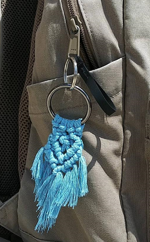 Macramé pull on backpack zipper