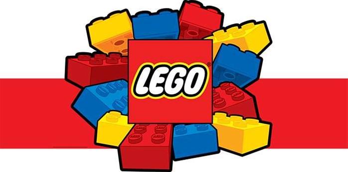  Illustration of colorful LEGO blocks with LEGO logo in white.