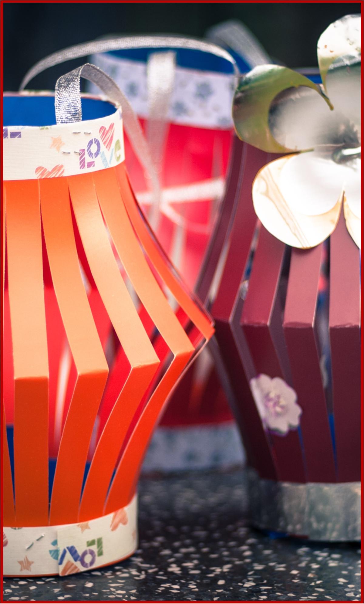 Lanterns for Lunar New Year in orange, red and brown colors