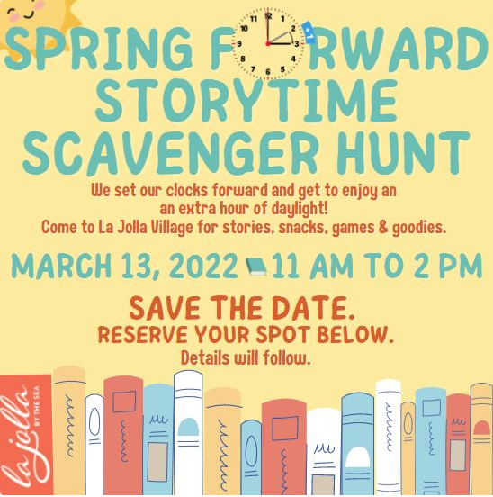 Spring Forward Storytime and Scavenger Hunt | March 13 11 a.m. - 2 p.m.