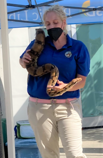 Presenter with boa constrictor