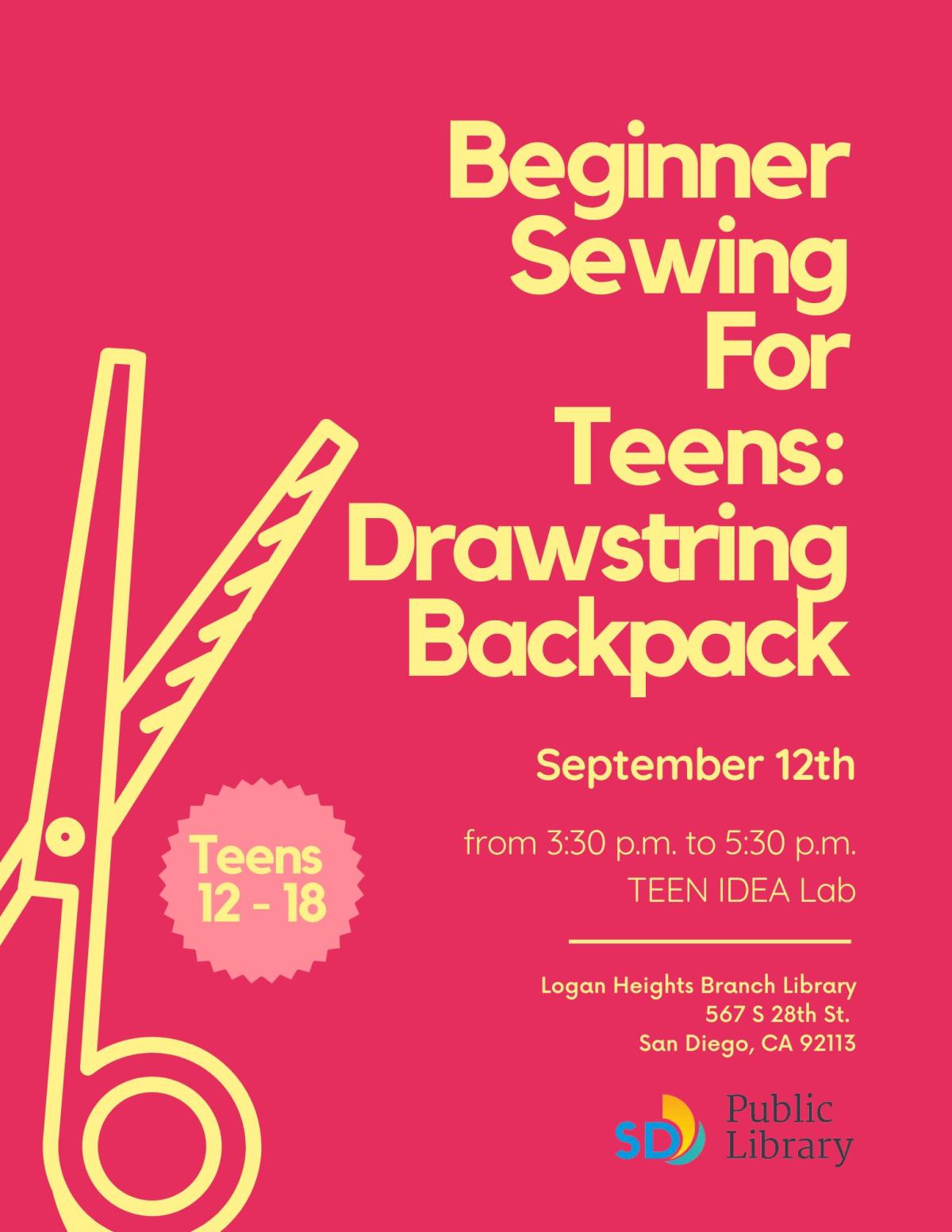 Flyer describing sewing class for teens