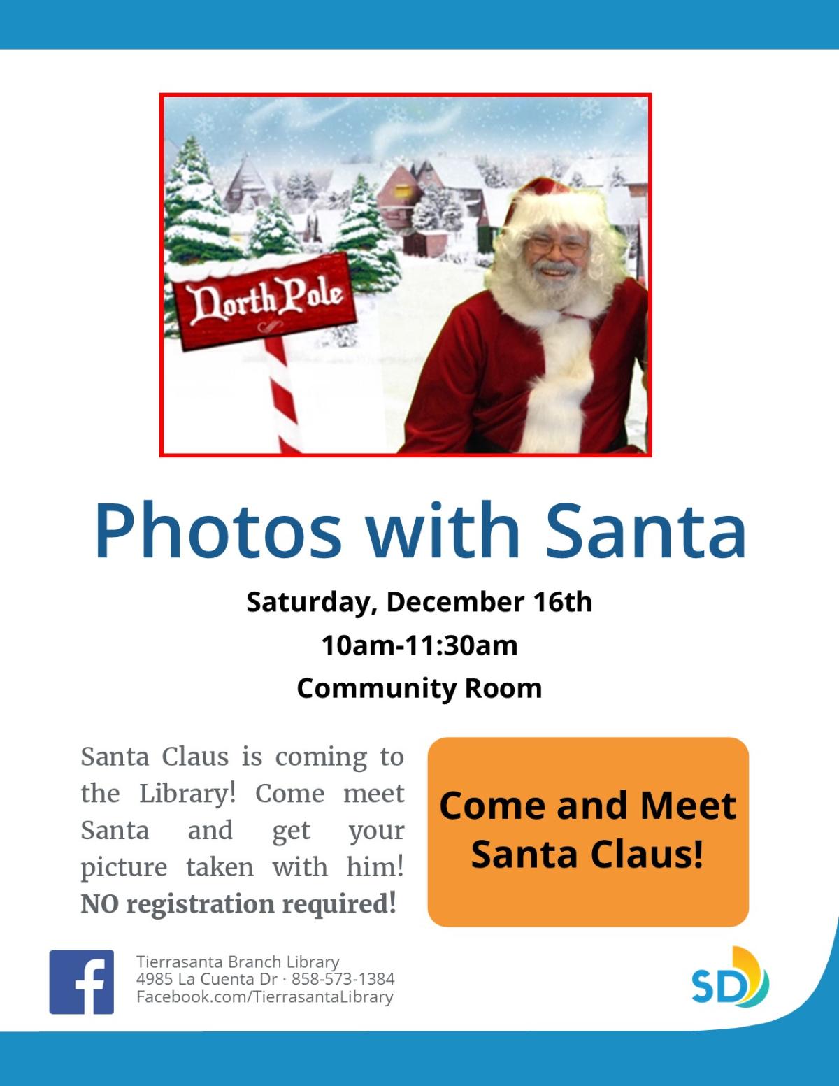 flyer with santa claus at the north pole
