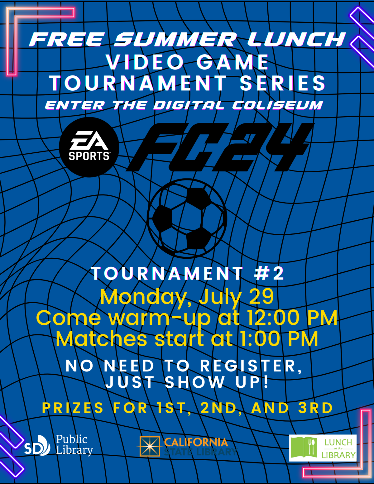 Free Summer Lunch Video Game Tournament #2: FC 24 flyer.