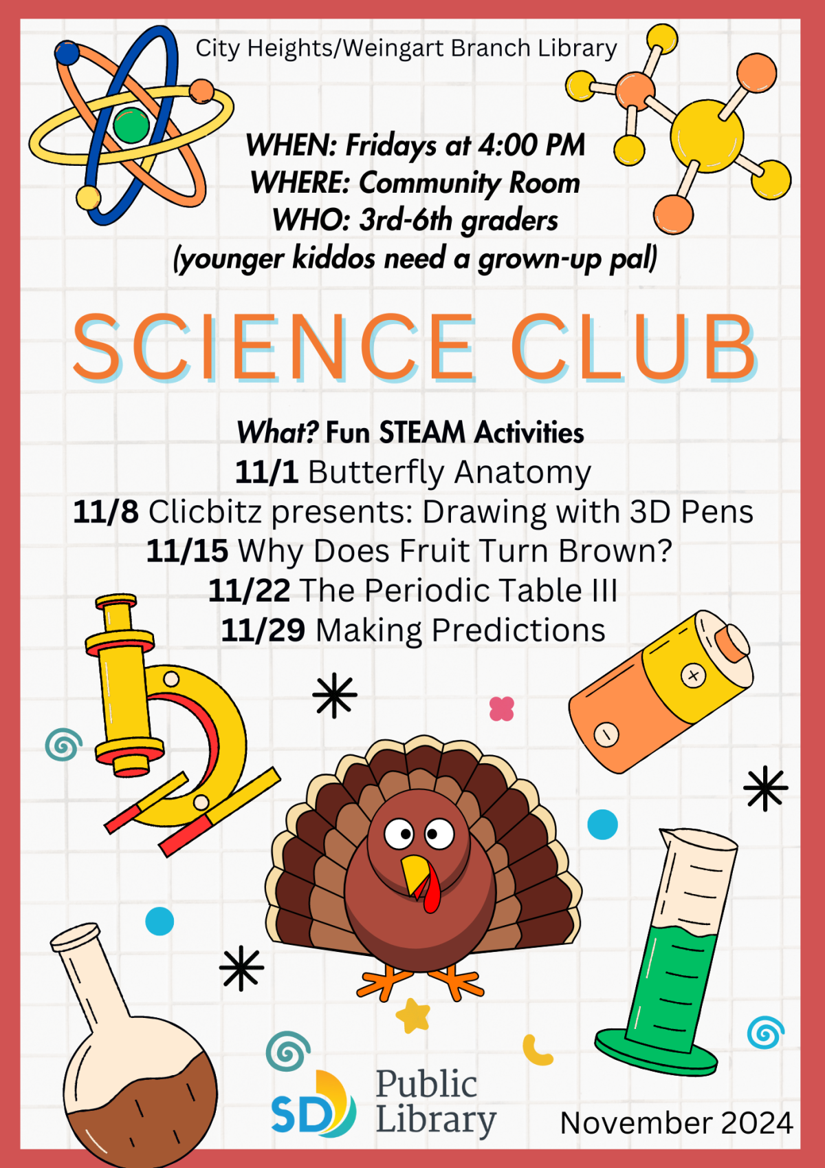 November 2024 Science Club Flyer