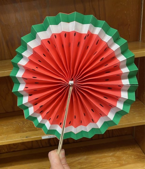 Watermelon-themed paper fan