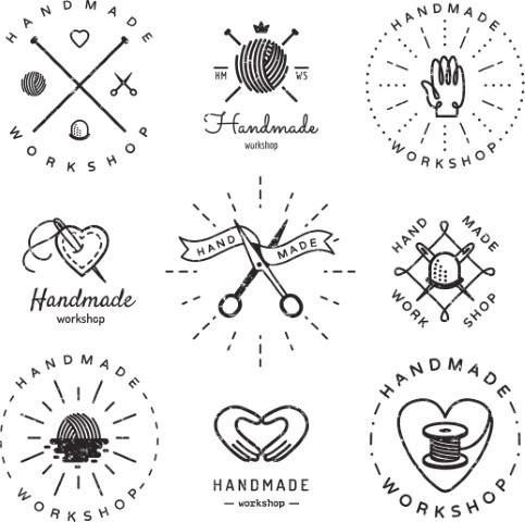 Various logos reading "hand made"