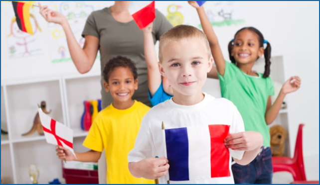 Children holding flags