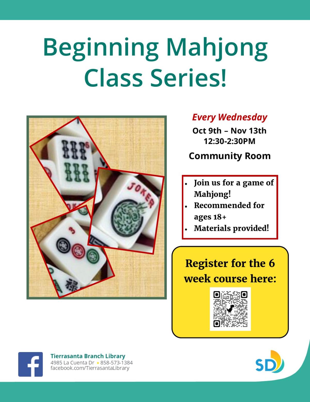 Flyer with the image of three mahjong tiles