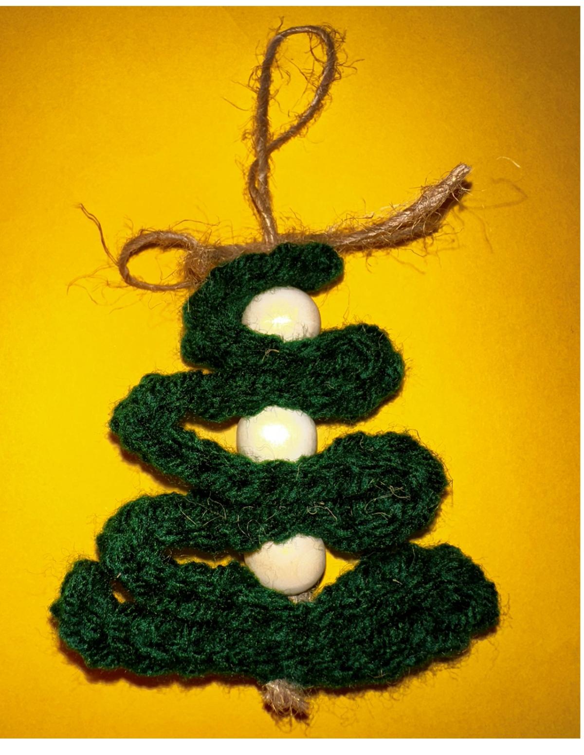 Green crochet tree ornament