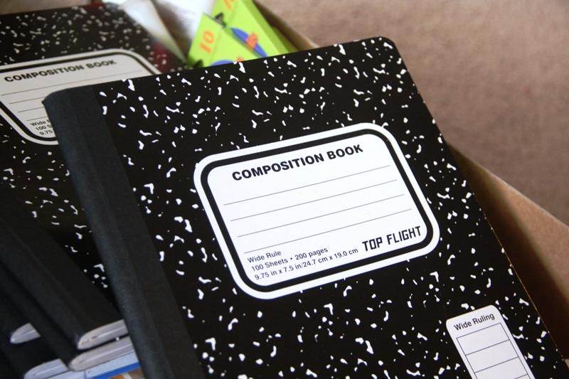 Photo of a black and white composition notebook