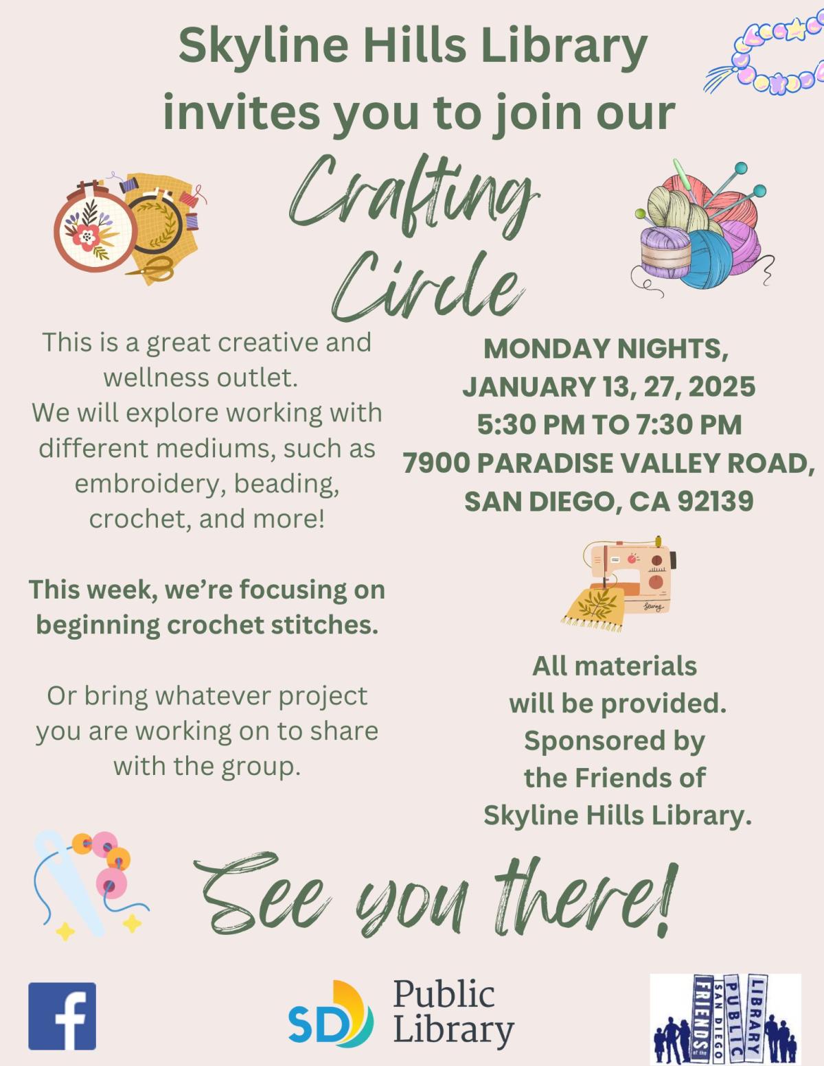 Crafting Circle - Beginning Crochet Stitches