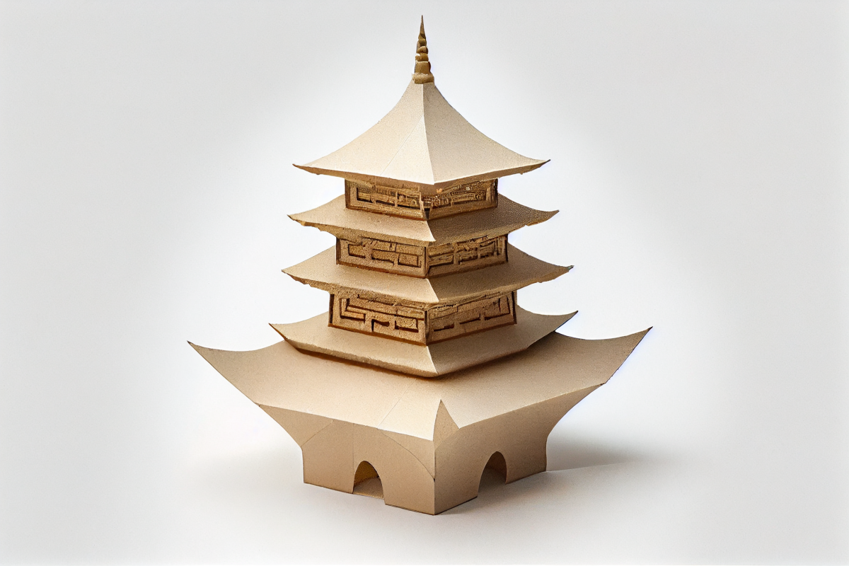 paper pagoda created in the traditional zhezhi style