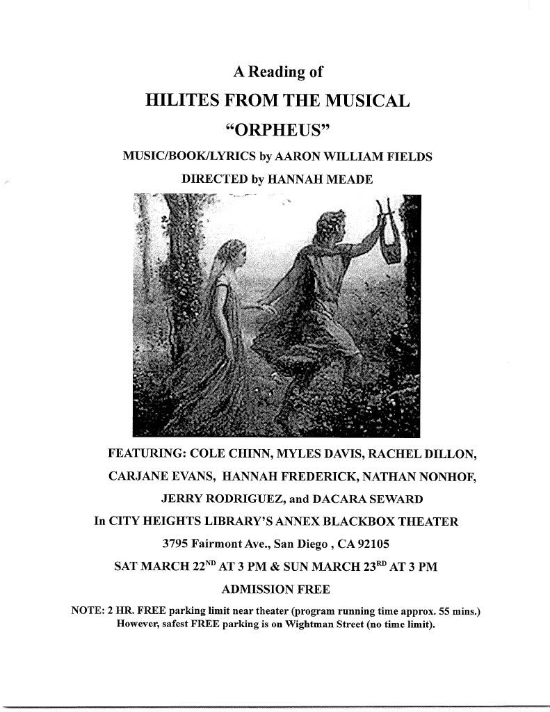 Orpheus Staged Reading