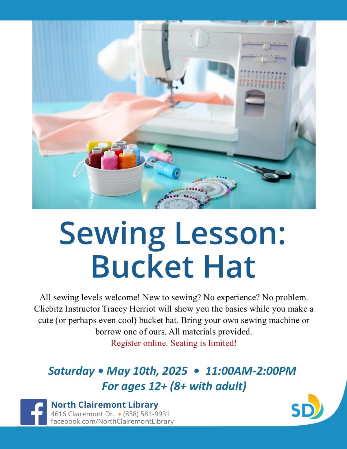 A flyer displaying a sewing machine.