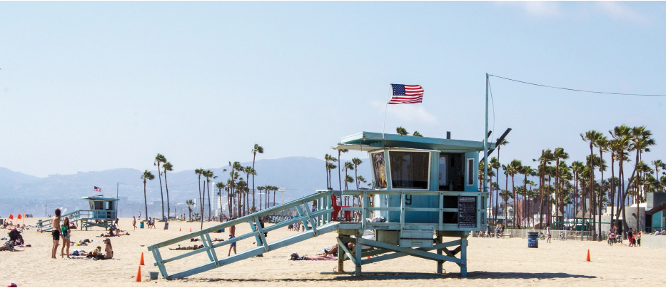 lifeguard station beach scene