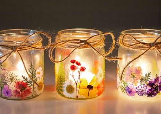 pressed flower luminary