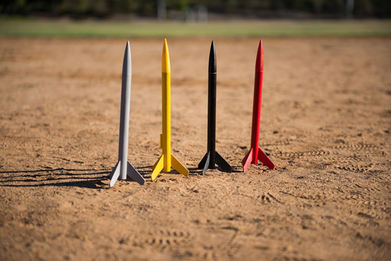 promo image of model rockets in various colors