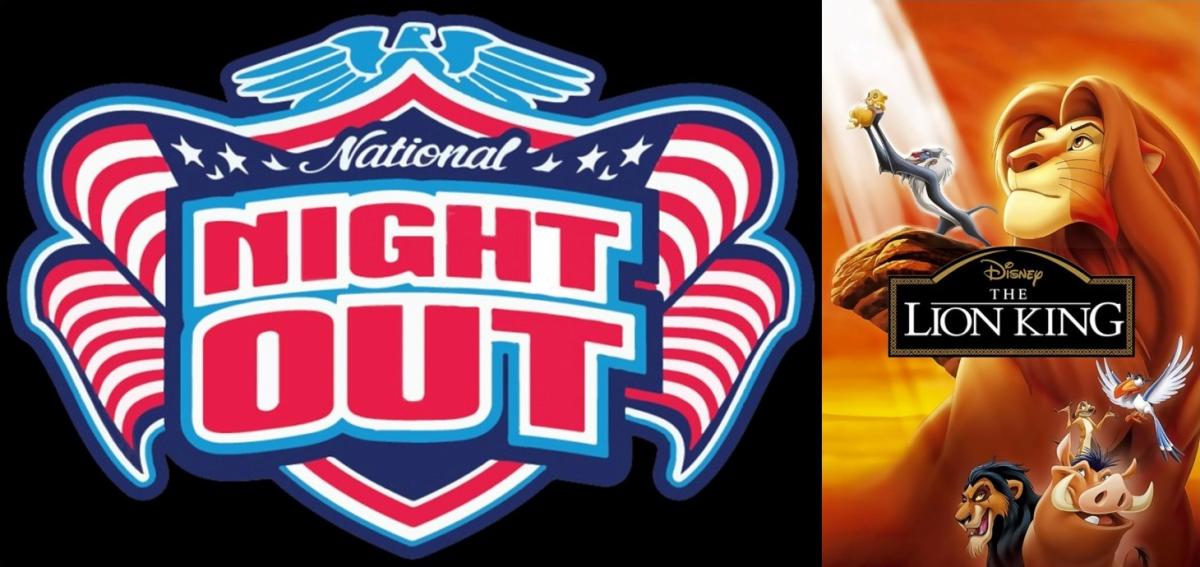 National Night Out Logo and Lion King Movie Poster