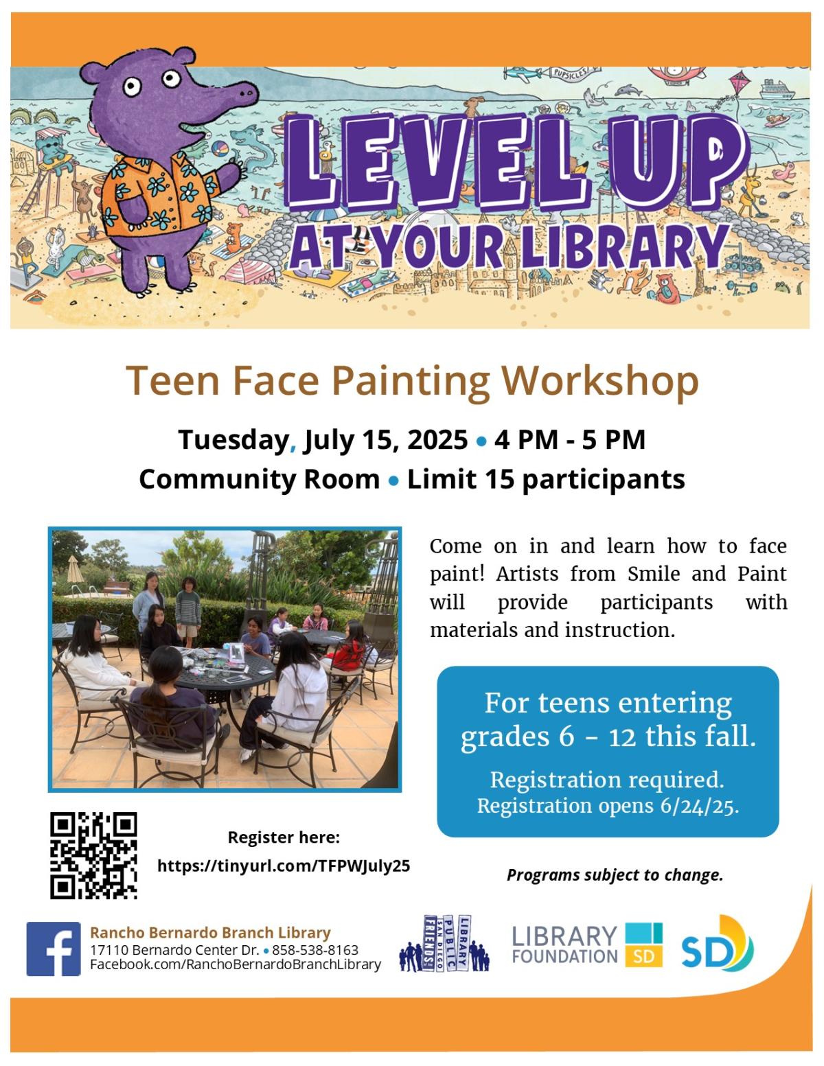 Teen Face Painting Workshop