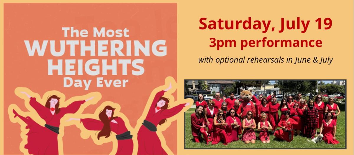 Cartoon images of a dancing woman in a red dress, next to a photo of red-dressed dancers