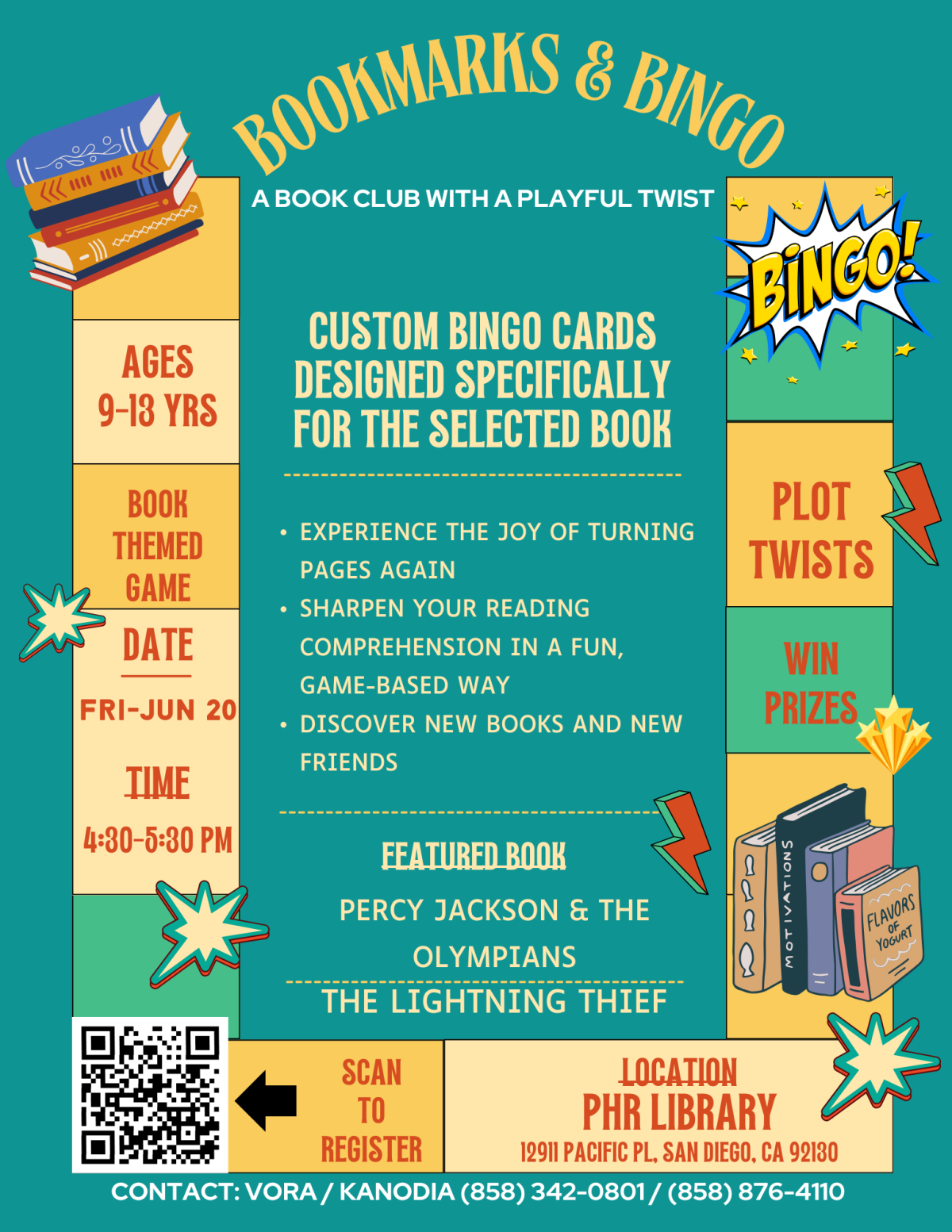 Bookmarks and Bingo 6-20 flyer