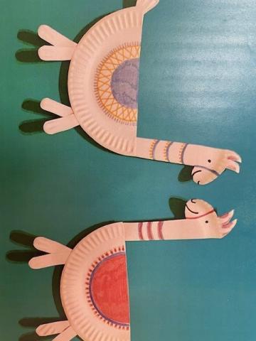 Llamas made from paper plates