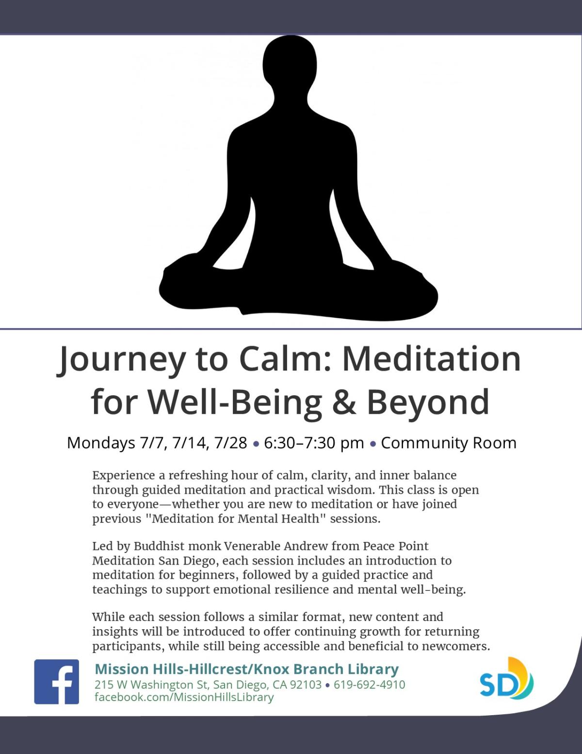 Flyer with event details and image of person meditating