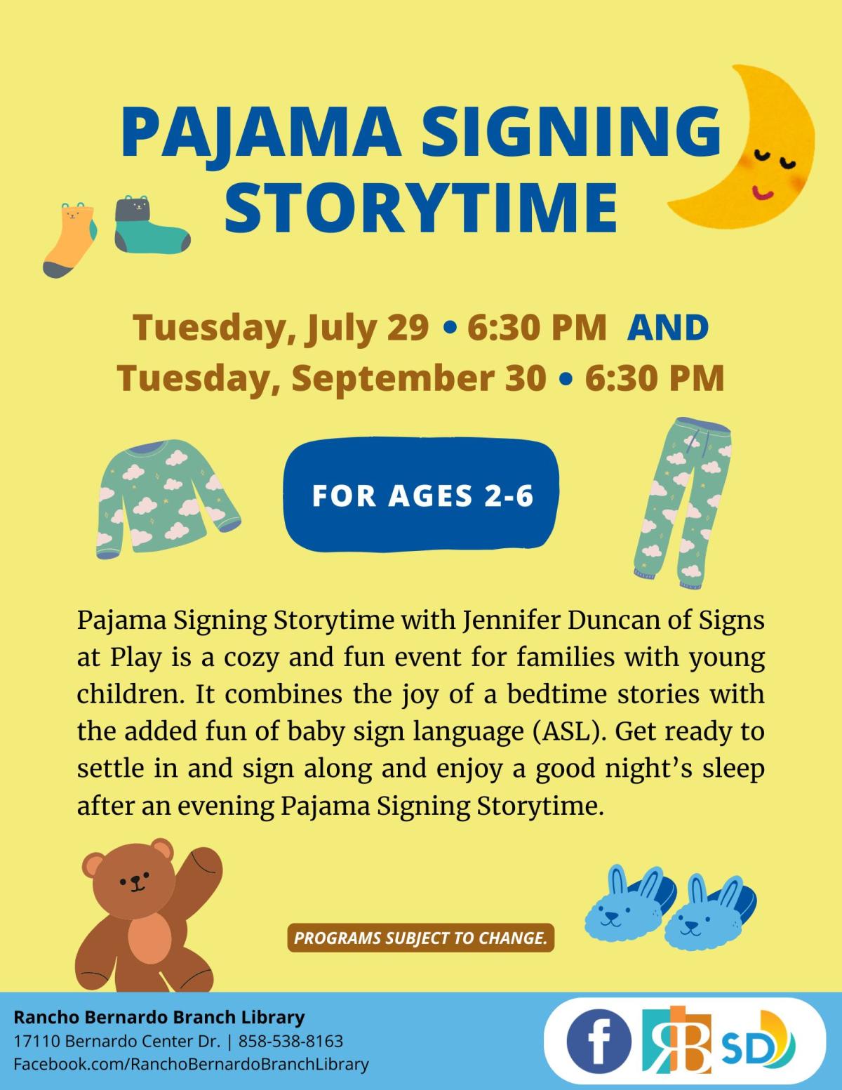 Pajama Signing Storytime