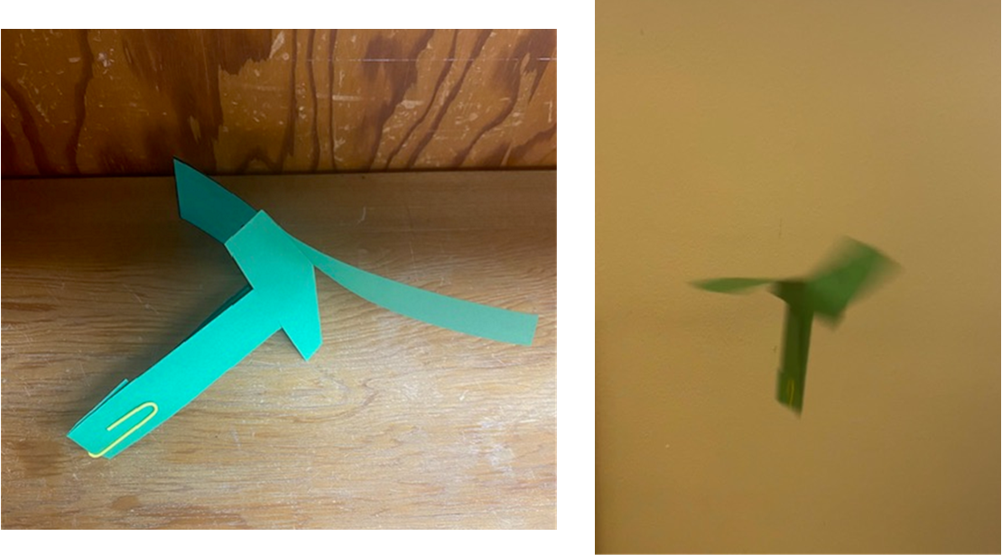 Example of a paper helicopter craft