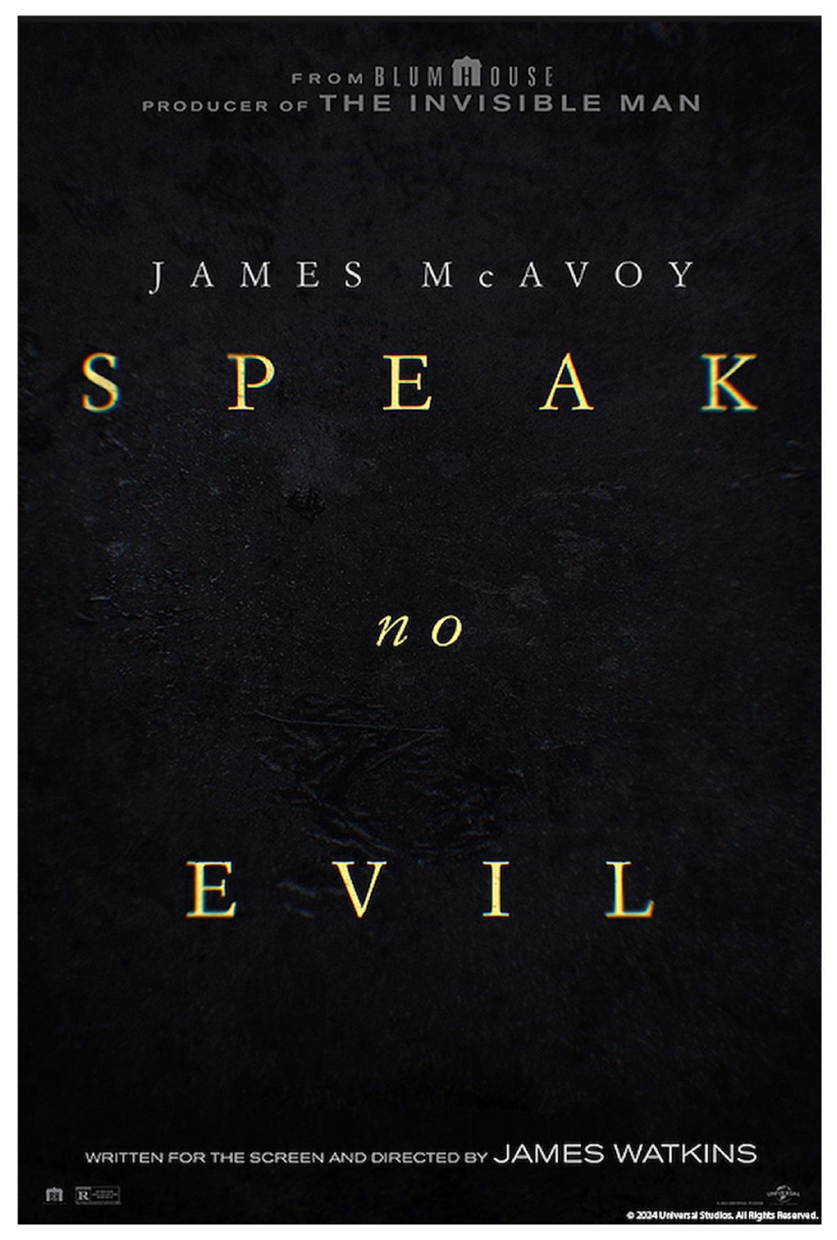 The words "Speak No Evil" printed in gold with a black background.