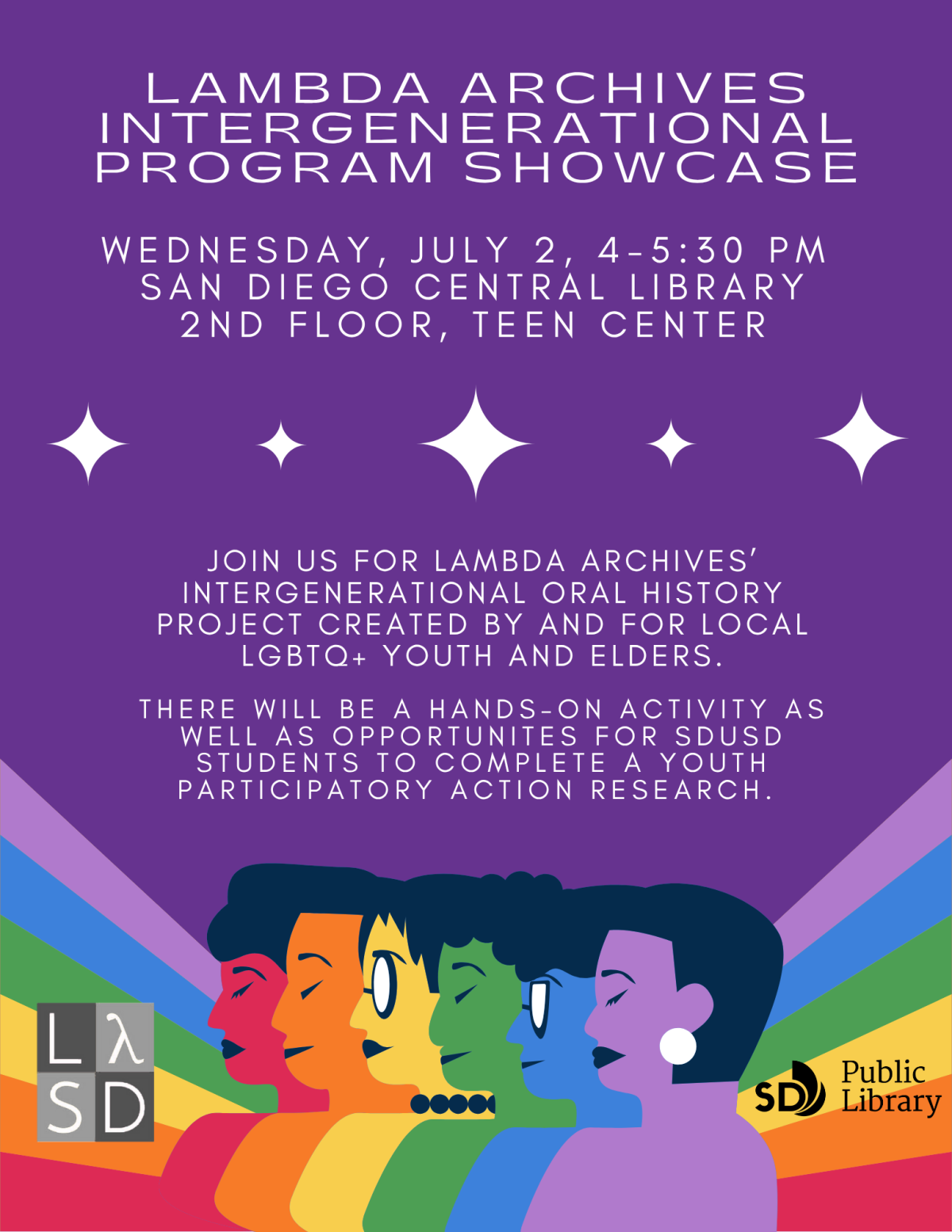 Lambda Archives Intergenerational Program Showcase flyer.