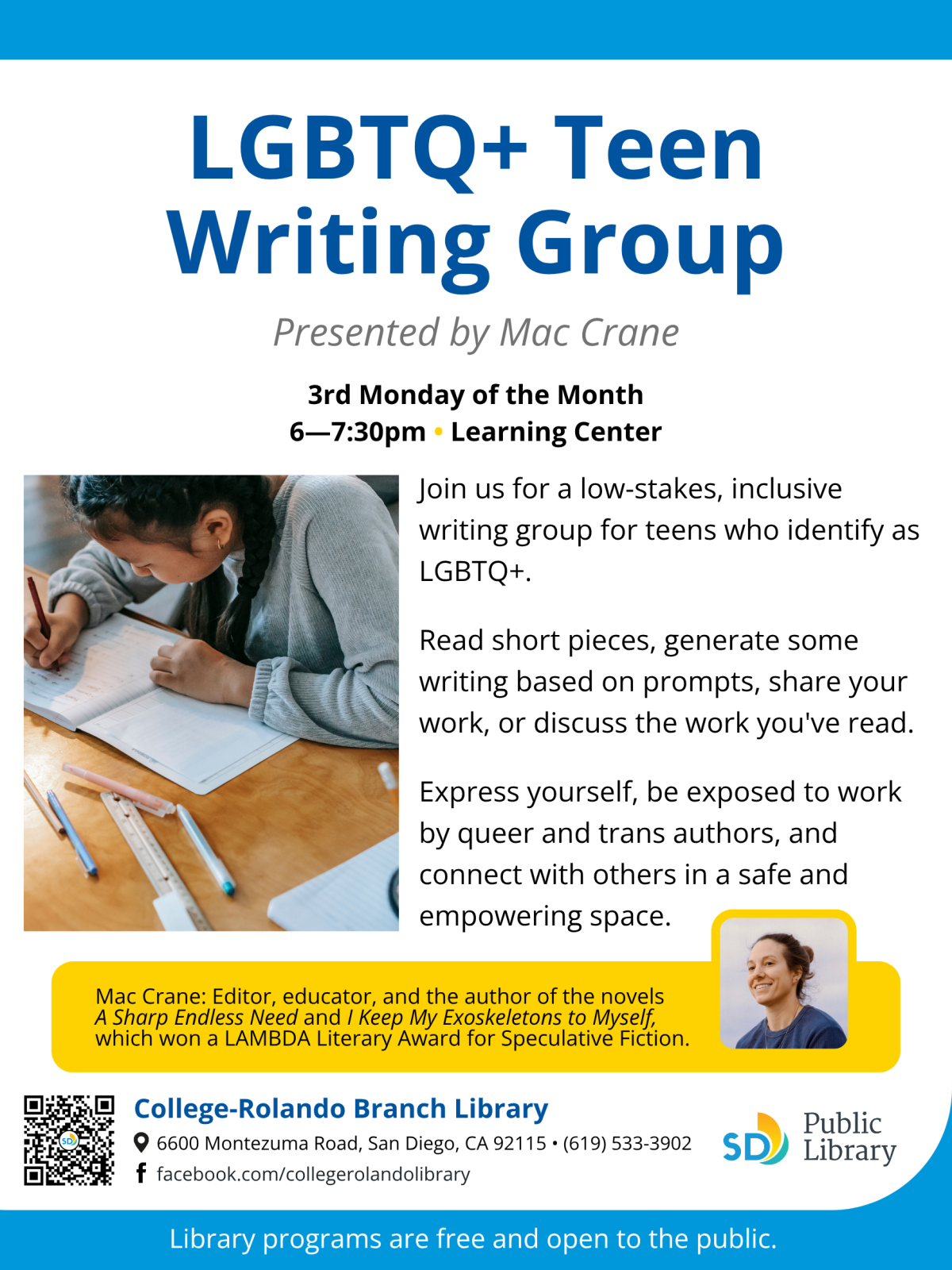 LGBTQ+ Teen Writing Group