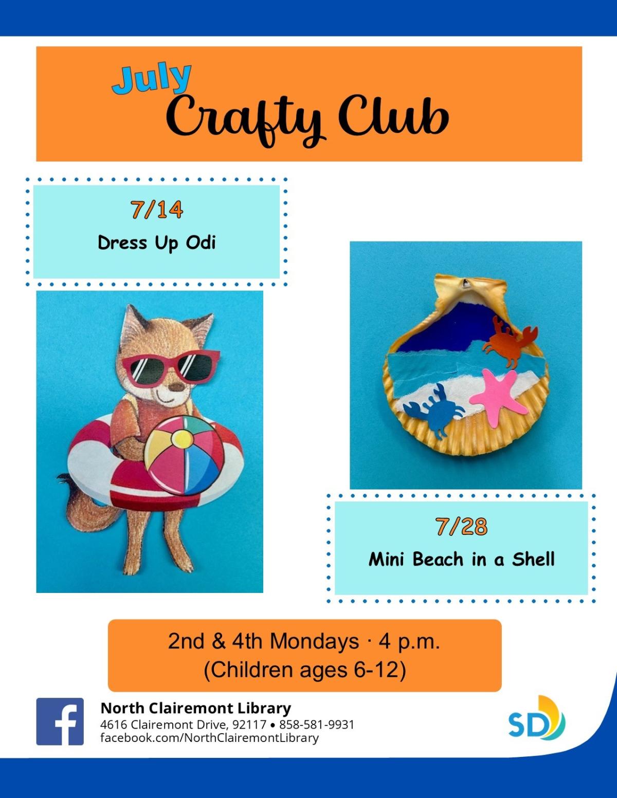 July Crafty Club Flyer