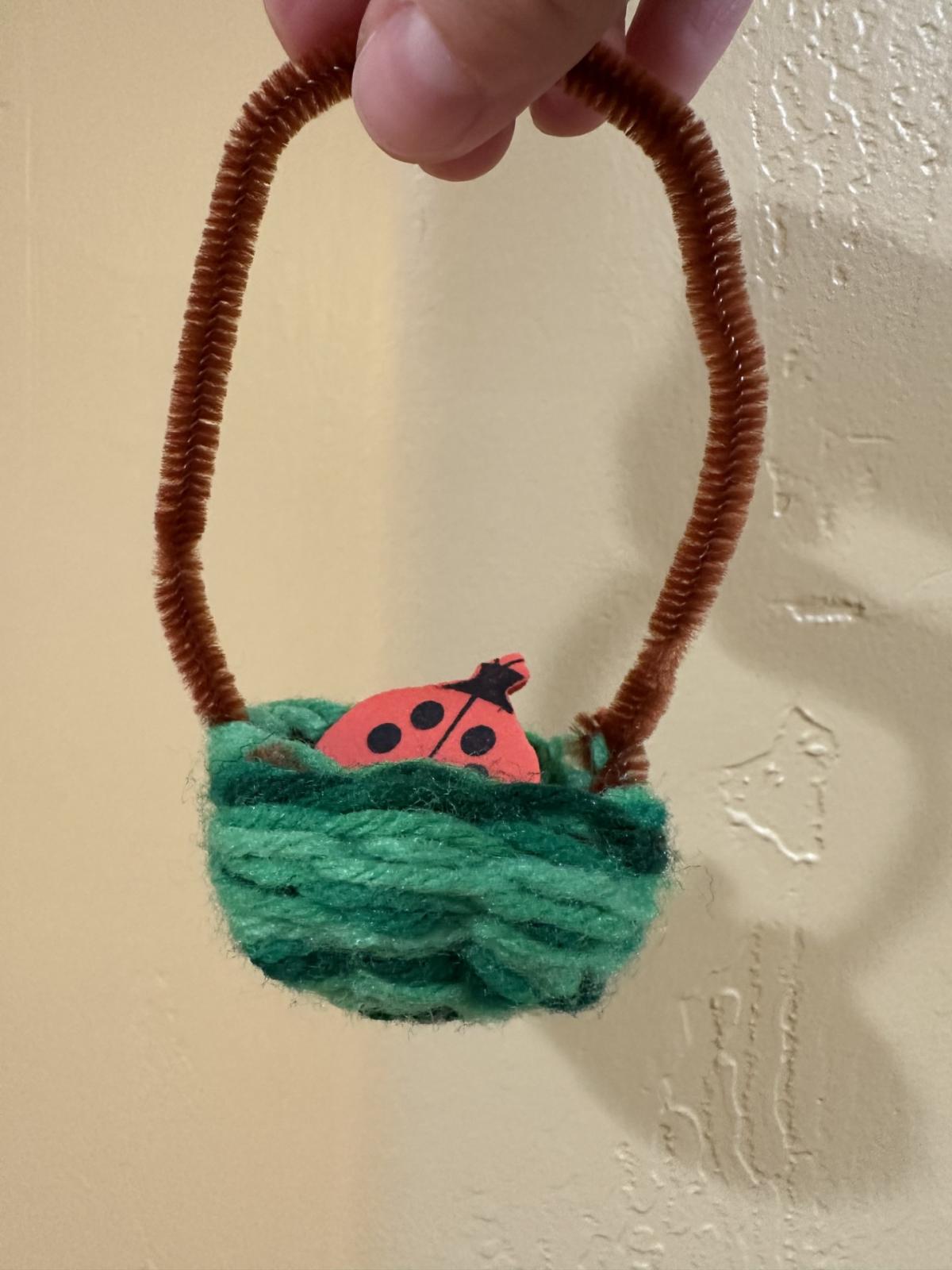basket with ladybug