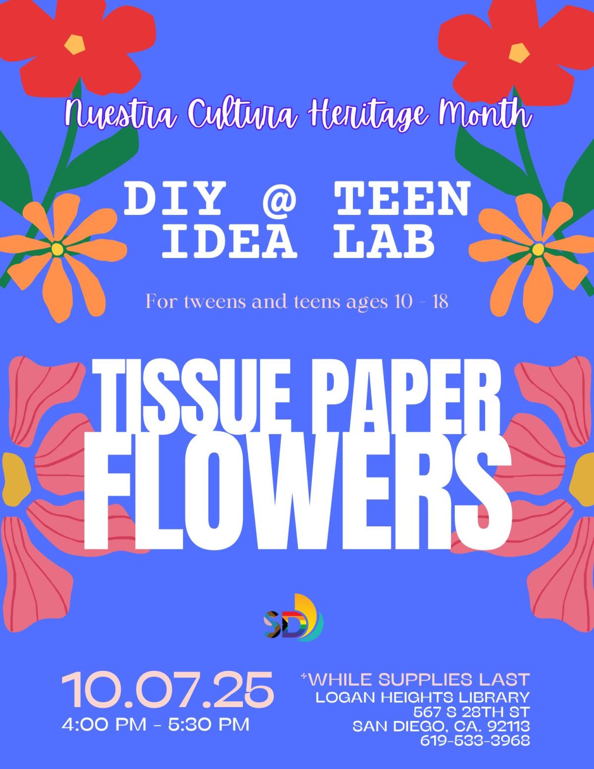 large bold letters describing the craft, flowers of different shapes and sizes