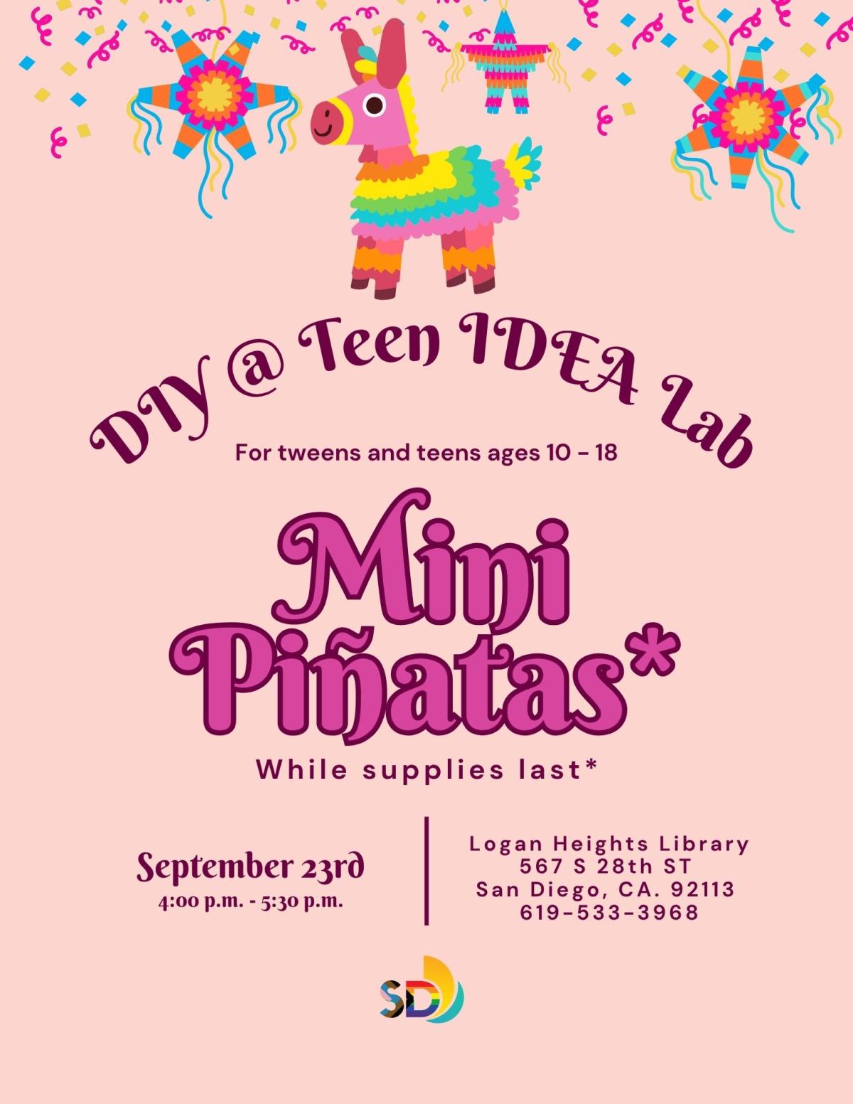 confetti, pinatas of different shapes and sizes, donkey pinata. 