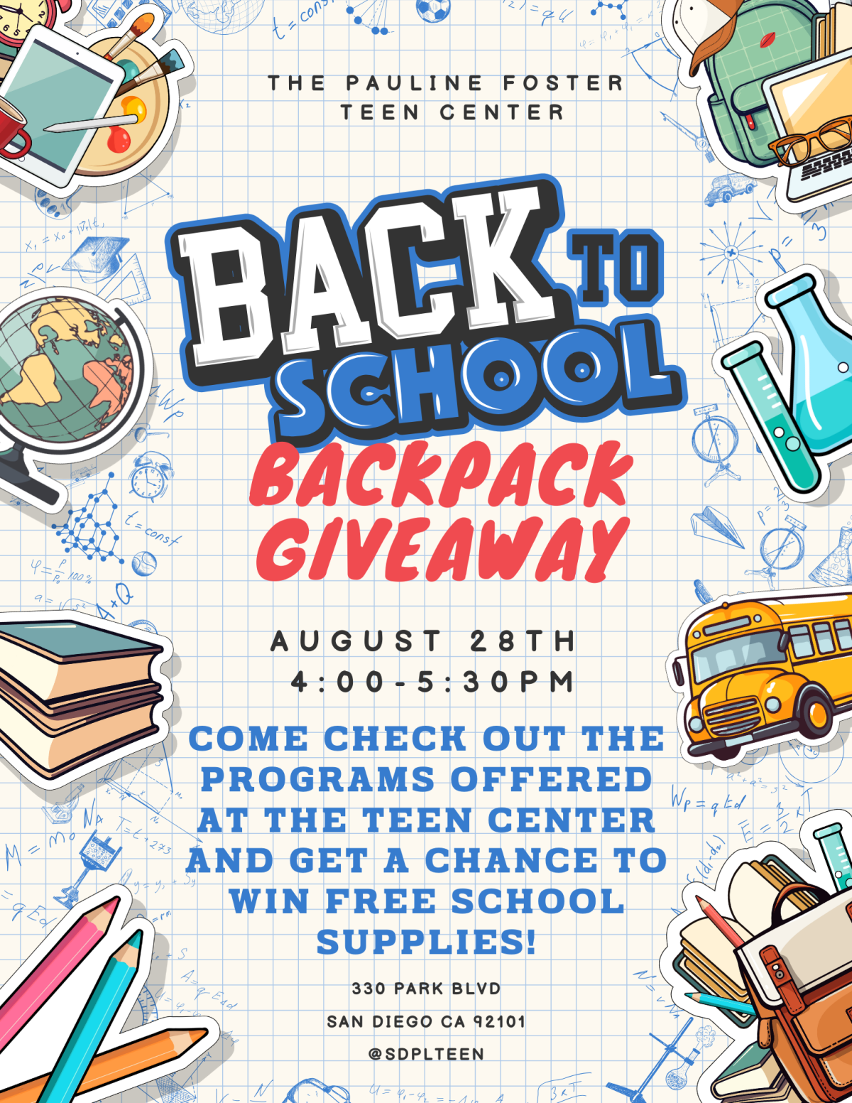 Back to School Backpack Giveaway flyer.