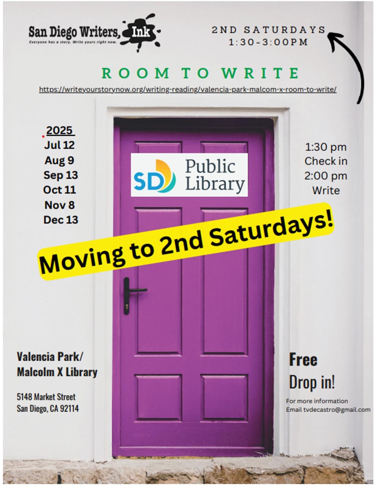 "Room to Write" and event date text