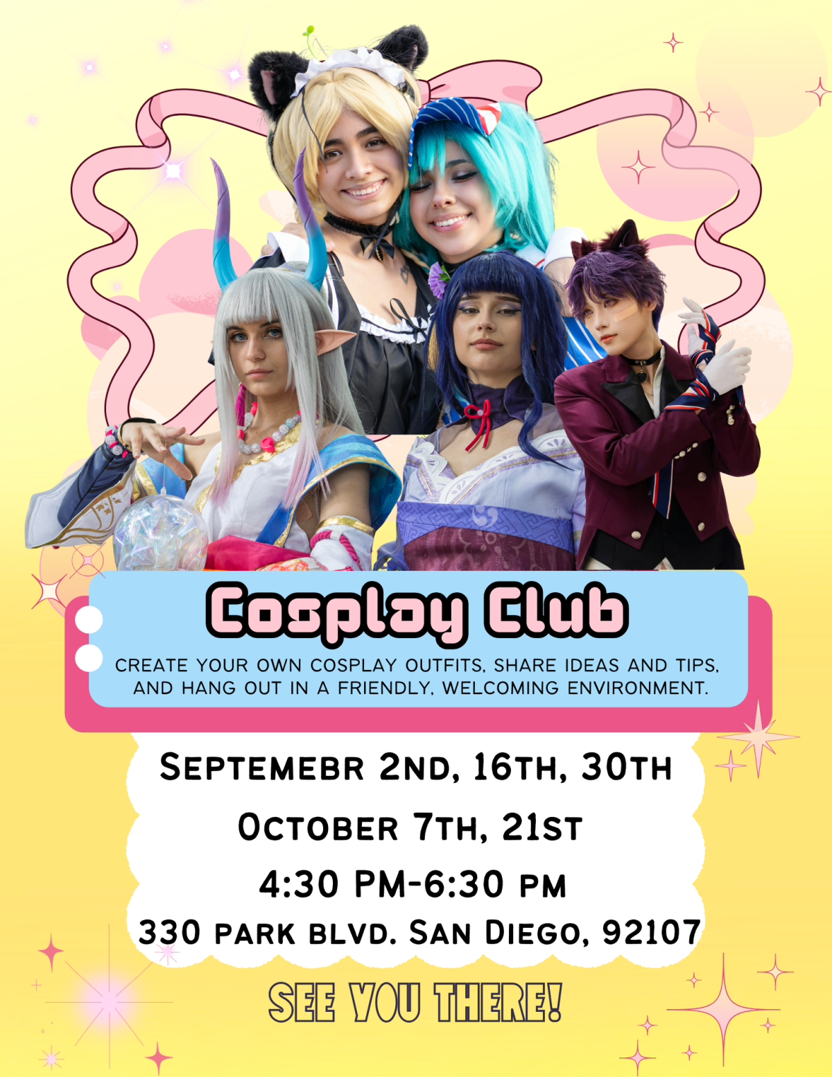 Cosplay club flyer.