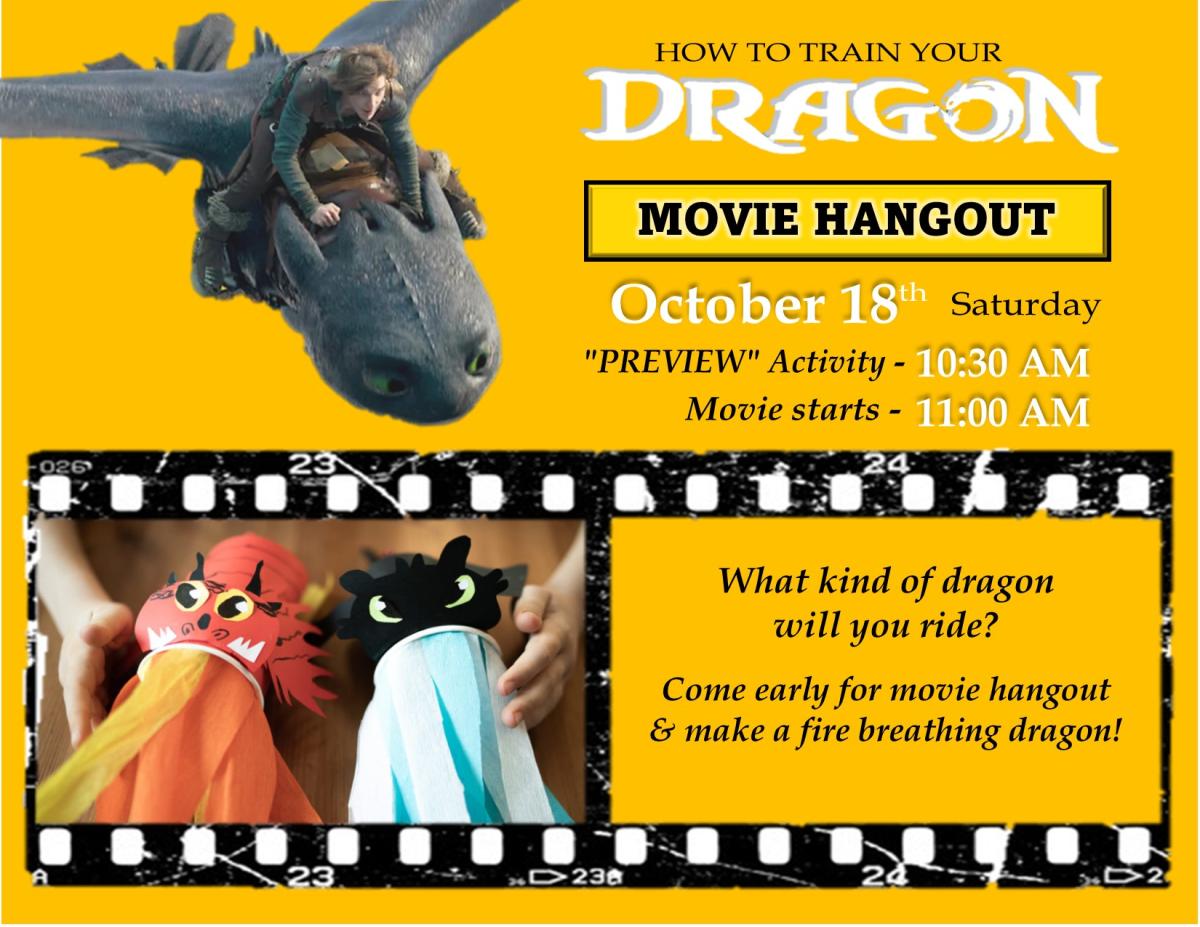 How to train your Dragon Movie hangout flyer with dragon craft activity 