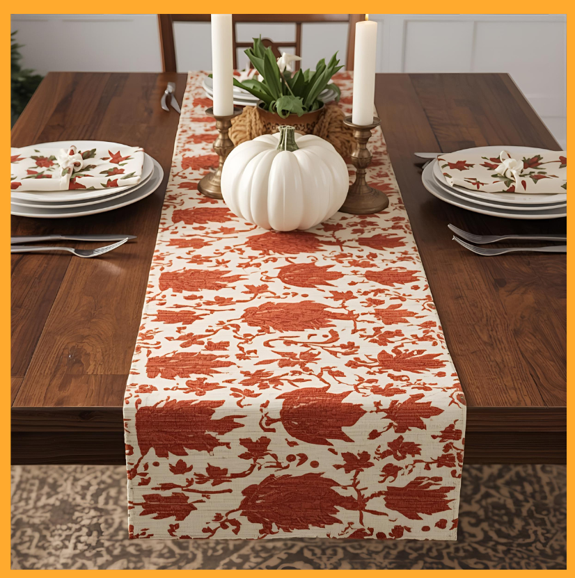 Table setting with a runner.