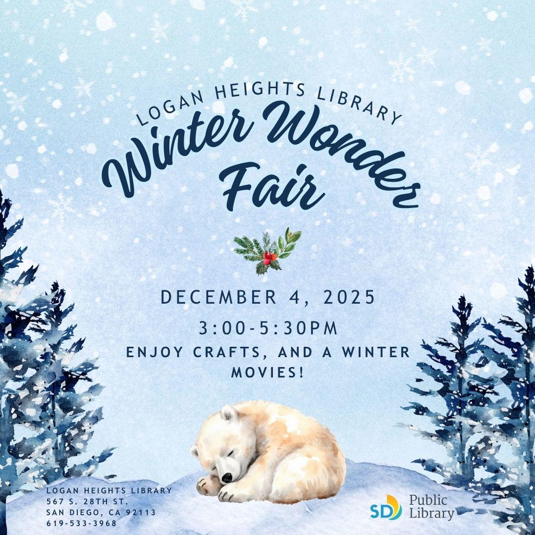 an image showing a sleeping polar bear cub and information about the Winter Wonder Fair