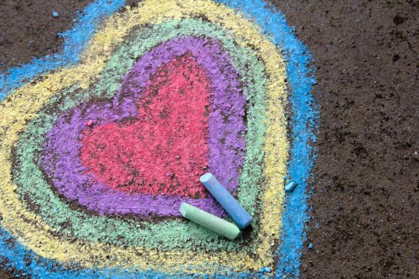 CHalk art rainbow heart