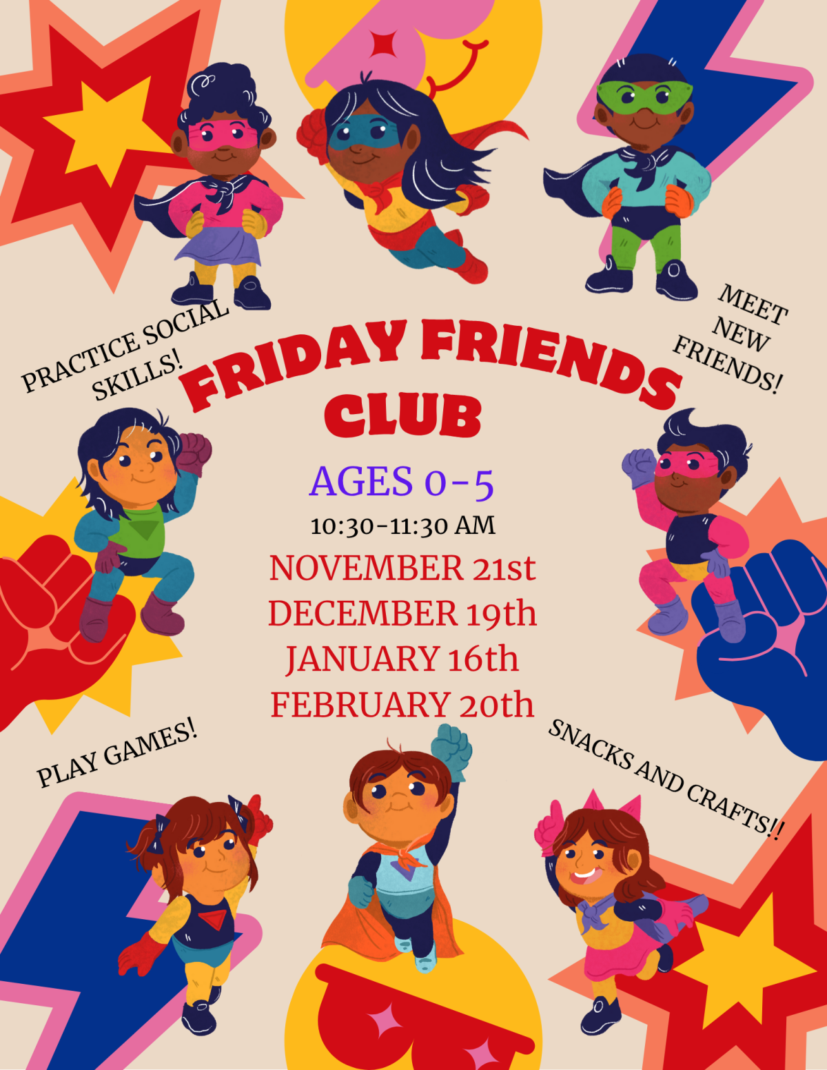Friday Friends Club! Select Fridays at 10:30am @ the DSCL!